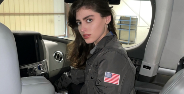Female pilot in cockpit